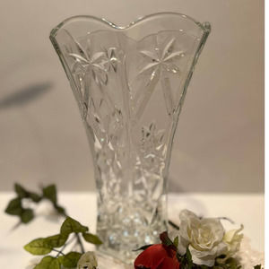 Hoosier Pressed Glass Vase # 4040, 6-Panel Tall Clear Glass Vase